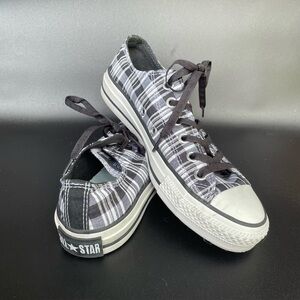 Converse All Star Black White Plaid Low Top Shoes Women's 7